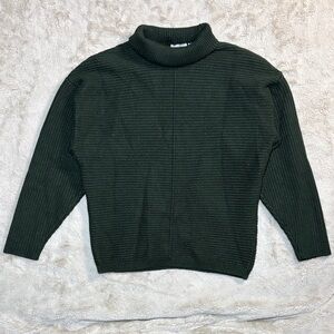 Cyrus Mock Neck Ribbed Knit Sweater Size S Forest Green